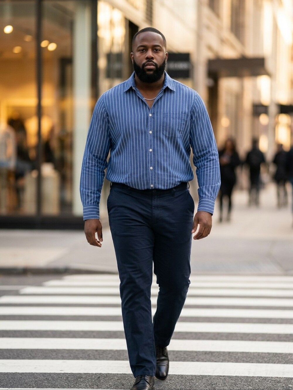 Club Room Blue Striped Dress Shirt with White & Green Accents